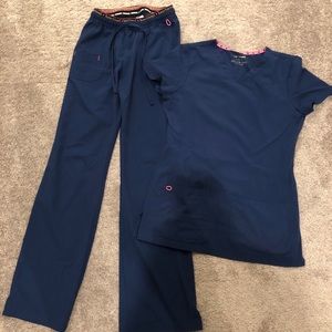 Heartsoul navy scrub top and bottoms